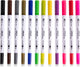 Loklik dual tip brush pens - 12 colors