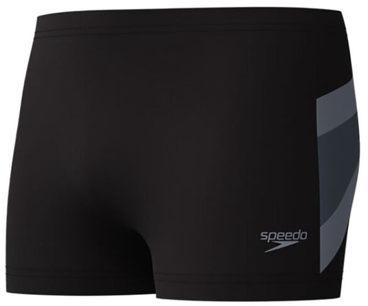 Speedo hyperboom aquashort heren - zwembroek heren - chloorbestendige zwemshort heren - zwemboxer heren met trekkoord - zwart grijs - s