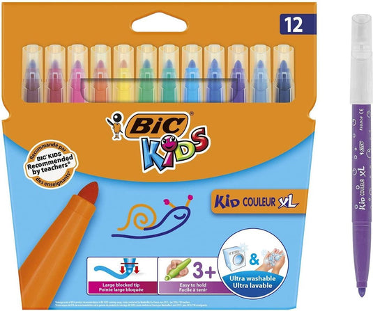 Bic kids couleur xl dikke viltstift - ultra wasbaar - 3 jaar en ouder - 12 kleuren