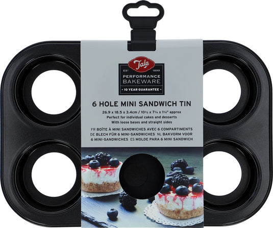 Tala performance - mini taartvorm - 6 x 8 cm - set van 6 - losse bodem - antiaanbaklaag - pfas-vrij