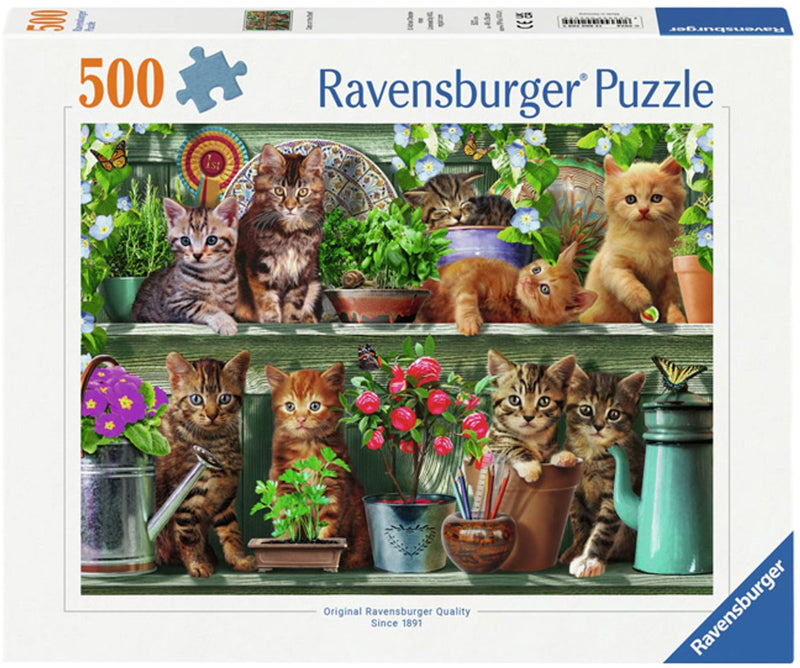 Load image into Gallery viewer, Ravensburger puzzel dieren katjes in het rek - 500 stukjes.
