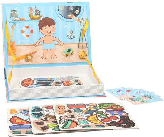 Lobbes speelgoed bv magnetisch boek - outfits jongen, 59dlg.