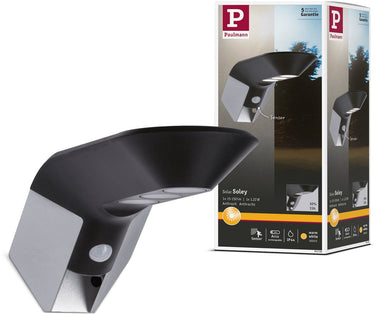 Paulmann solar led-huisnummerverlichting soley bewegingsmelder ip44 3000k 42lm antraciet