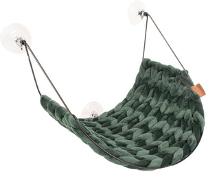 D d home i love happy cats sofia raamhangmat kat - window perch met zuignappen - velvet - tot 10 kg - 46x34x51cm - groen