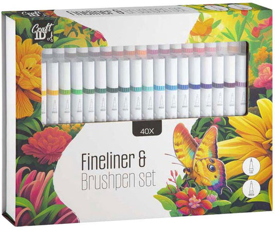 Craft id kleurset fineliner brushpen 40-delig