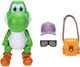 Jakks super mario galaxy film – 13 cm figuurserie – yoshi-figuur met hoed, zonnebril en tas