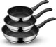 Wmf 3-delige gecoate koekenpan met handvat - pannenset non-stick - diameters 20 24 28 cm - zilver zwart