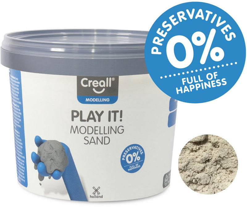 Afbeelding laden in galerijviewer, Creall play it! modelleerzand - 750 gram - handige hersluitbare emmer – zacht, fluweelachtig herbruikbaar speelzand – sensorisch spelen 3+ - asbestvrij
