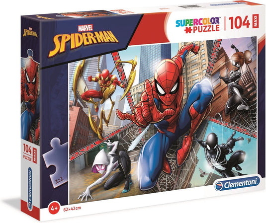 Clementoni legpuzzel super color maxi spiderman, 104st.