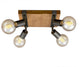 Briloner leuchten wood basic - plafondlamp vierkant - spots draaibaar - 4xe27 max. 25w - materiaal: hout en metaal - kleur: zwart en metaal grijs