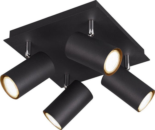 Trio marley - spot - zwart mat - excl. 4x gu10 3w
