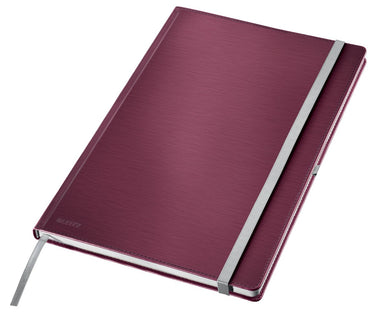 Leitz style notitieboek a4 gelijnd - met hardcover - 100 grams papier - granaat rood