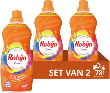 Robijn - vloeibaar wasmiddel - klein krachtig - color - voordeelverpakking - 2 flessen - 78 wasbeurten