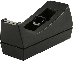 Creativ company plakbandhouder - verzwaard - zwart - kunststof - 7 x 17 cm - met afscheur kartels strip - voor normaal formaat rolletjes