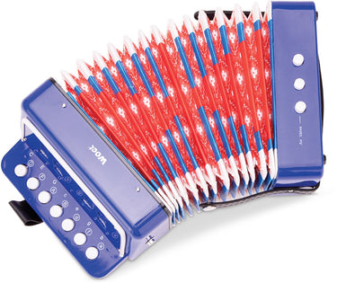Woet ® speelgoed accordeon voor kinderen - speelgoedinstrument - blauw - inclusief muziekboekje met 8 liedjes - vanaf 3 jaar