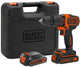 Black+decker 18v lithium ion accu schroef- klopboormachine met 2x 1,5ah accu's, 2 variabele snelheden, koffer - bdchd18kb-qw