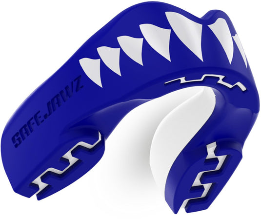 Safejawz gebitsbeschermer extro-series shark blauw wit junior