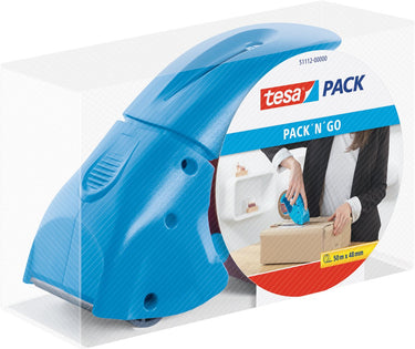 Tesa pack plakbanddispenser pack'n'go ergonomische blauwe handdispenser met plakband – 50 m x 48 mm