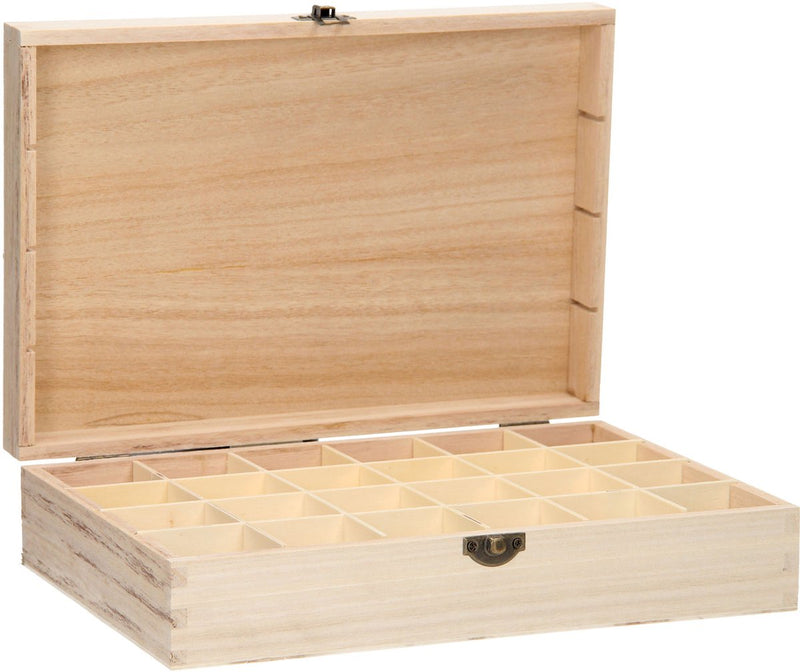 Load image into Gallery viewer, Hobbygroep playwood houten kist speelgoed organizer met 24 vakken naturel.
