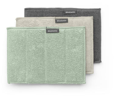 Brabantia sinkside microvezeldoekjes - set van 3 - 16 x 22 cm - soft beige dark grey jade green