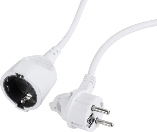 Q-link verlengsnoer met platte stekker - h05vv-f stekkerdoos met randaarde - 3 x 1.5 mmâ² - wit - 5 meter