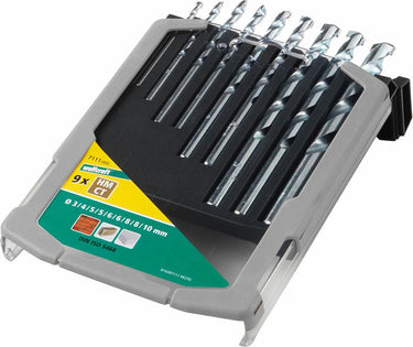 Wolfcraft - 9 delige steenboorset - hardmetaal - ø 3–10 mm - steenboor set - 7111000