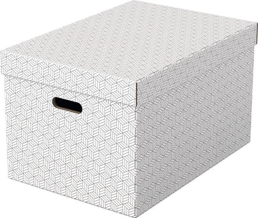 Esselte home duurzame grote opbergdoos met deksel - set van 3 stuks - 100% gerecycled karton en 100% recyclebaar - wit