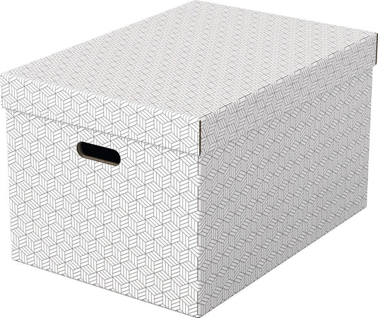 Esselte home duurzame grote opbergdoos met deksel - set van 3 stuks - 100% gerecycled karton en 100% recyclebaar - wit