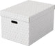 Esselte home duurzame grote opbergdoos met deksel - set van 3 stuks - 100% gerecycled karton en 100% recyclebaar - wit