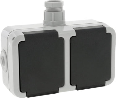 Peha spatwaterdicht contactdoos opbouw 2v horizont randaarde wartel m20