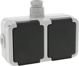 Peha spatwaterdicht contactdoos opbouw 2v horizont randaarde wartel m20
