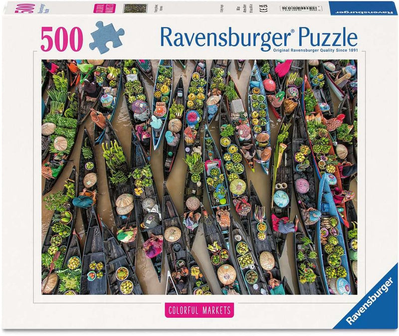 Load image into Gallery viewer, Ravensburger – drijvende markt, indonesië – legpuzzel – 500 stukjes
