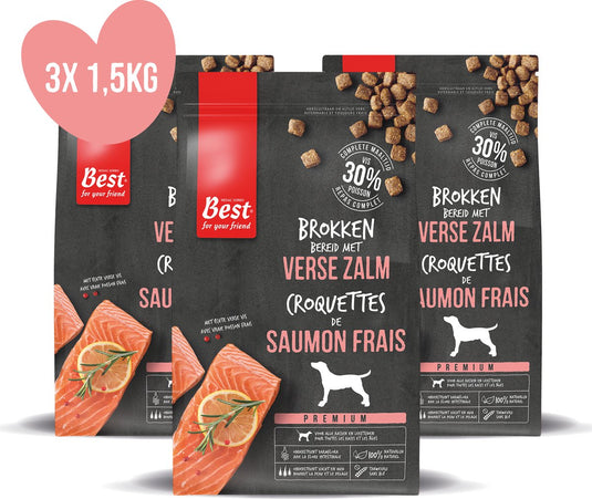 Rosewood best for your friend by - hondenbrokken - verse zalm - tarwevrij - 3 zakken à 1,5 kg