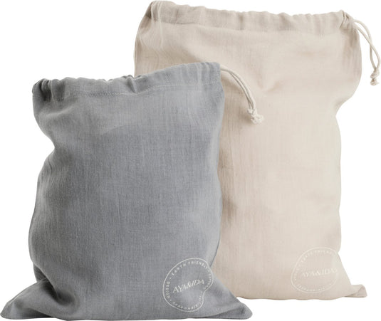 Aya ida aya ida - cotton bags - katoenen tas - lunchbox - herbruikbaar - dark grey cream beige