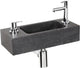 Differnz sapon fonteinset - 42x18.5x9cm - rechthoek - 1 kraangat - met sifon fontein en afvoerplug - natuursteen zwart