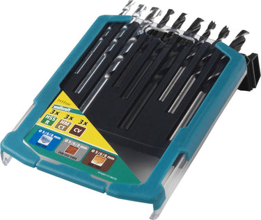 Wolfcraft - boorset voor metaal, hout steen - 9 delige boor set - 7117000