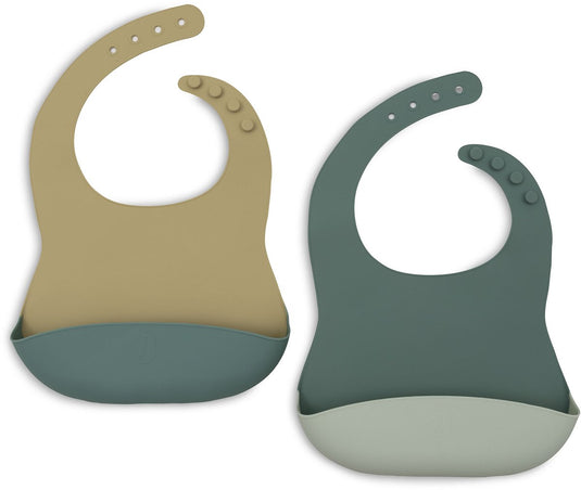 Jollein slabbetjes siliconen - 2 stuks - jade shades