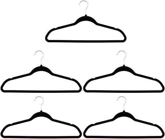 Alpina fluwelen kledinghangers – 10 stuks – anti-slip kleerhangers – broekhangers – zwart