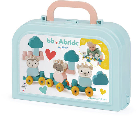 Abrick ecoiffier bb dierentrein beer met bouwblokken in koffer - 28dlg.