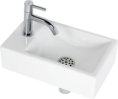 Plieger austin fonteinset – fonteinset toilet – fonteinset links – keramiek – incl. kraan sifon - wit
