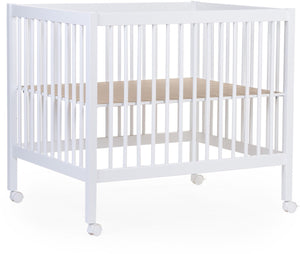Childhome park 97 - box met wieltjes - verstelbaar op 3 hoogtes - hout - wit - 98x78x82 cm
