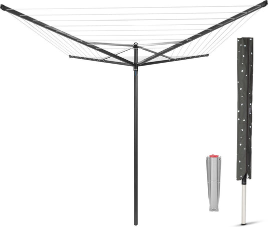 Brabantia topspinner droogmolen - 40 m - met metalen grondanker en beschermhoes - anthracite