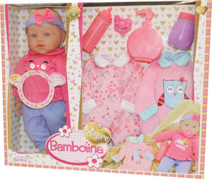 Dimian pop met babygeluidjes en kledij - amore - 40 cm.
