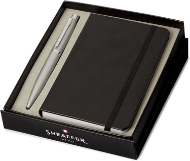 Sheaffer balpen giftset - vfm g9400 - zwart en mat zilver - penpunt m - schrijfkleur zwart - + a6 notebook - sf-g2940051-4