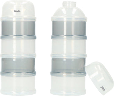 Alecto bf-4 2x - duo verpakking melkpoedertoren - 2x 4 grote stapelbare bakjes - wit grijs