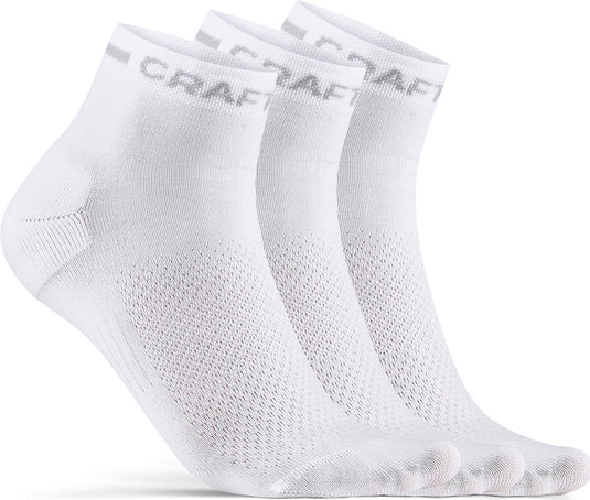 Craft fietssokken zomer unisex wit - core dry mid sock 3-pack white-34 36