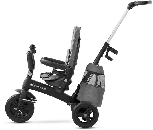 Kinderkraft easytwist driewieler - voor kinderen vanaf 9 maanden - 360° draaibare zit, verstelbaar en opvouwbaar, met zonnescherm en opbergruimte - grijs