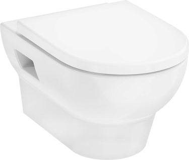 Hansgrohe gladelake s wandclost set 540 aquachannel flush met toiletzitting en deksel wit