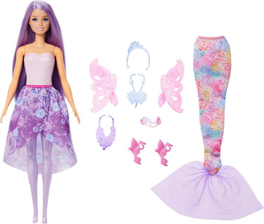 Barbie pop fantasiemodeset - waaronder zeemeerminnenstaart en feeënvleugels