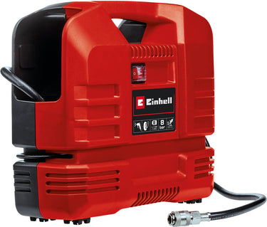 Einhell elektrische compressor tc-ac 190 of set 1100 w - 8 bar - aanzuigcapaciteit: 190 l min - olievrij - incl. blaaspistool, bandenspanningsmeter en 3-delige adapterset